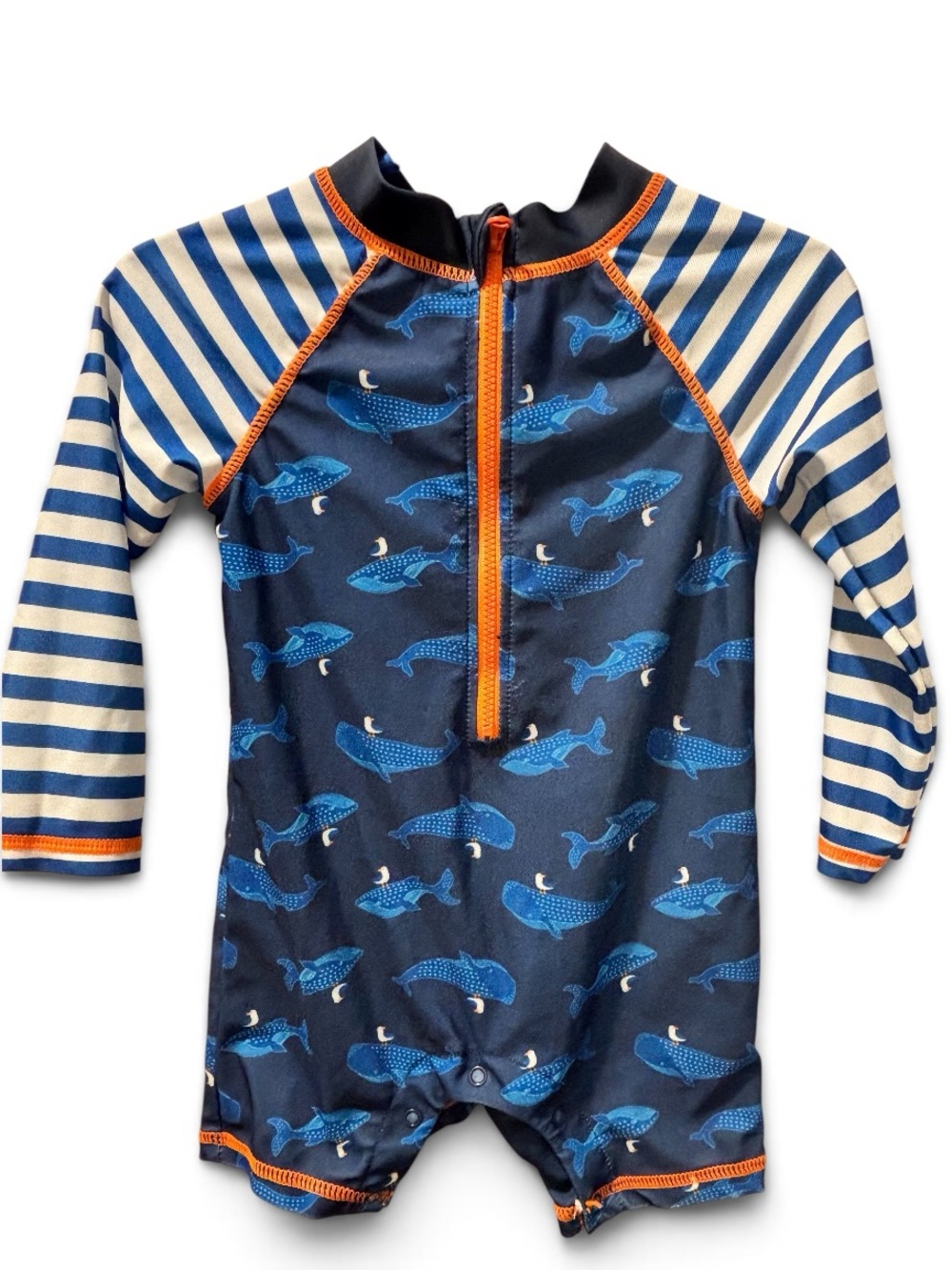 🎉 (18m) Toddler Boys Whale Print One-Piece Rash Guard Swimsuit